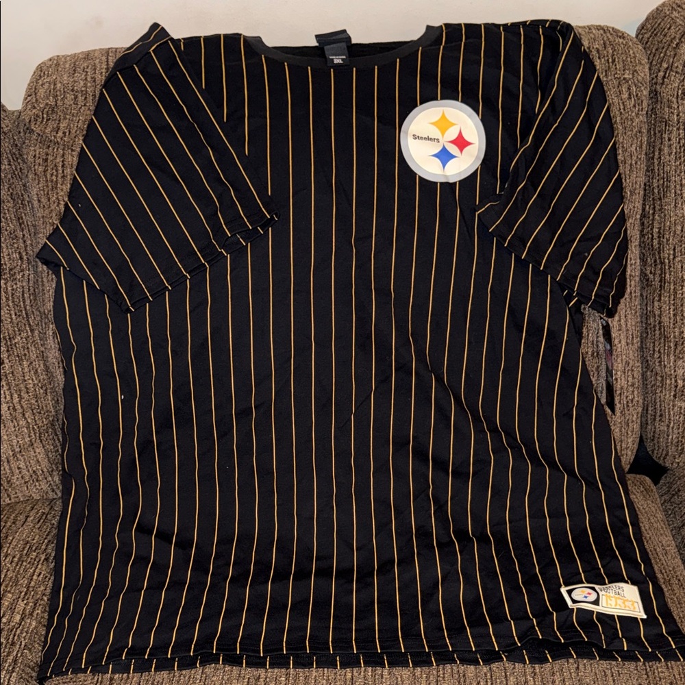 Steelers Black and Gold Striped Men's Jersey